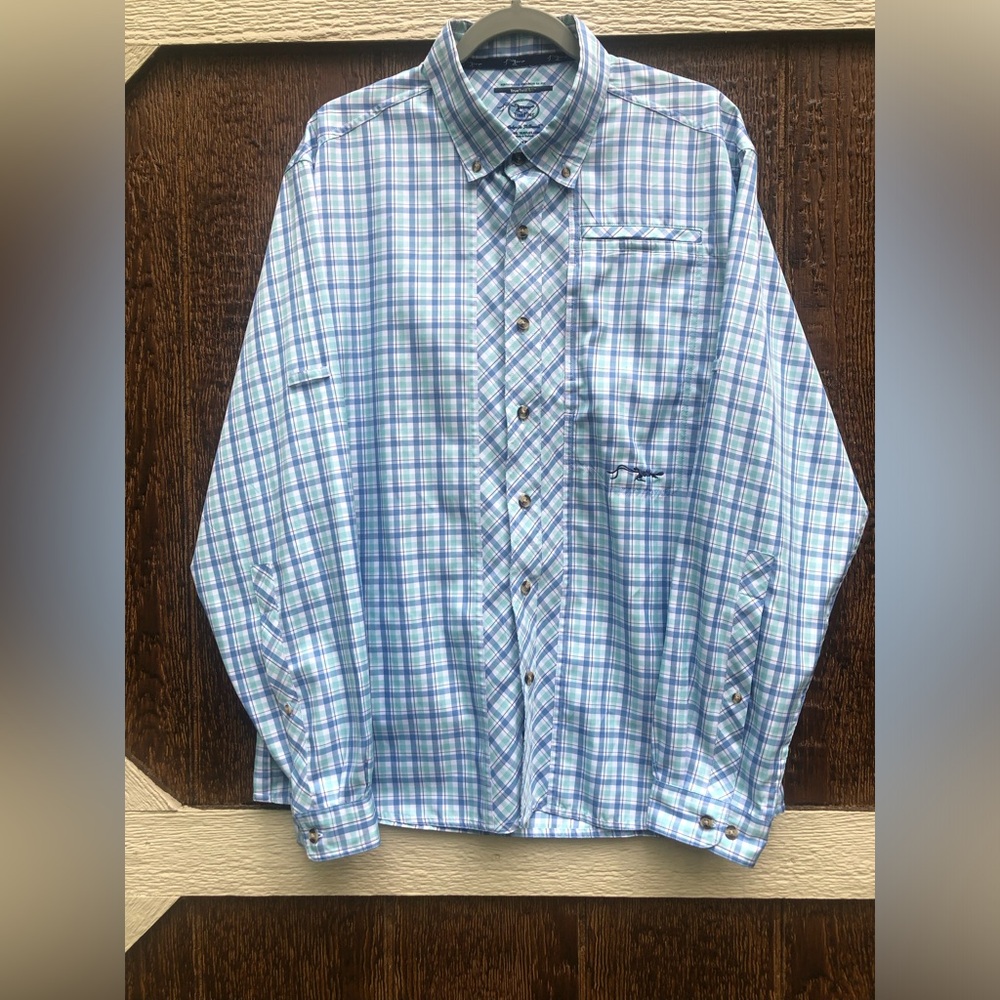 TrueFlies Bokeelia Performance plaid Shirt Men’s L